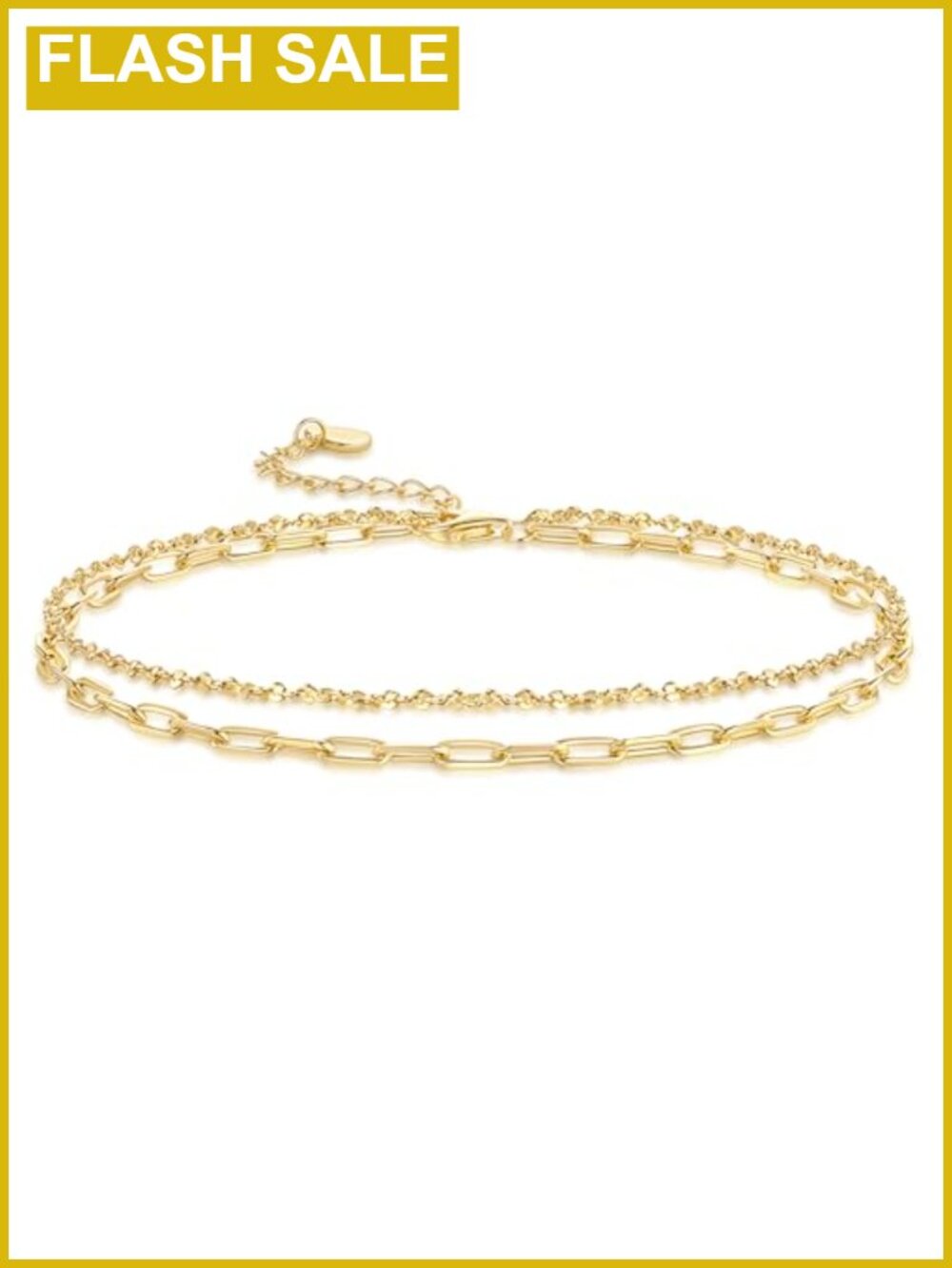14K Gold Plated Double Chain Anklet with Extender